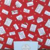 Tecido Natal Cartas de Natal fundo vermelho