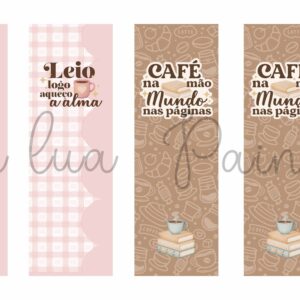 Painel Marcador de Livros Coleção Livros e Café