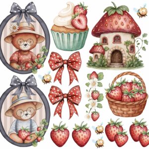 Adesivos para Objetos Coleção Morangos e Abelhas