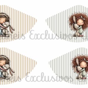 *@ NEW 100% Algodão - Painel Porta Terço/Moedas Meninas com coelho