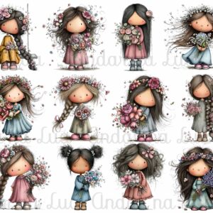 *Desenhos Termocolante para Aplicar Coleção Meninas e Flores