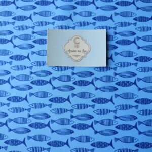 Nylon Impermeável Coleção Mar - Peixes azuis fundo azul claro