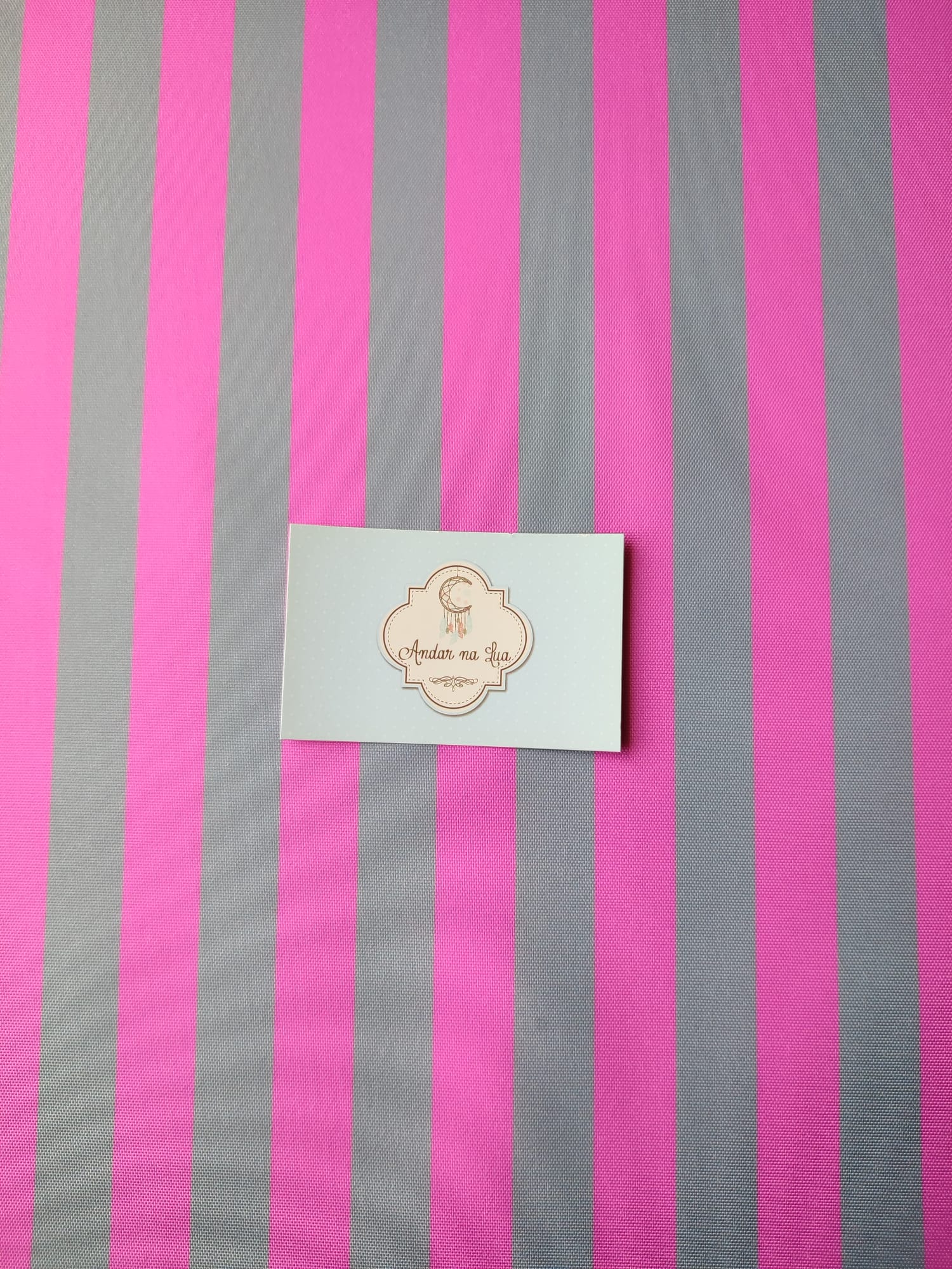 Nylon Impermeável Coleção Riscas Rosa e Cinza
